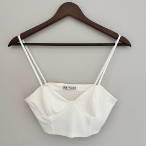 Zara White Crop Top Women